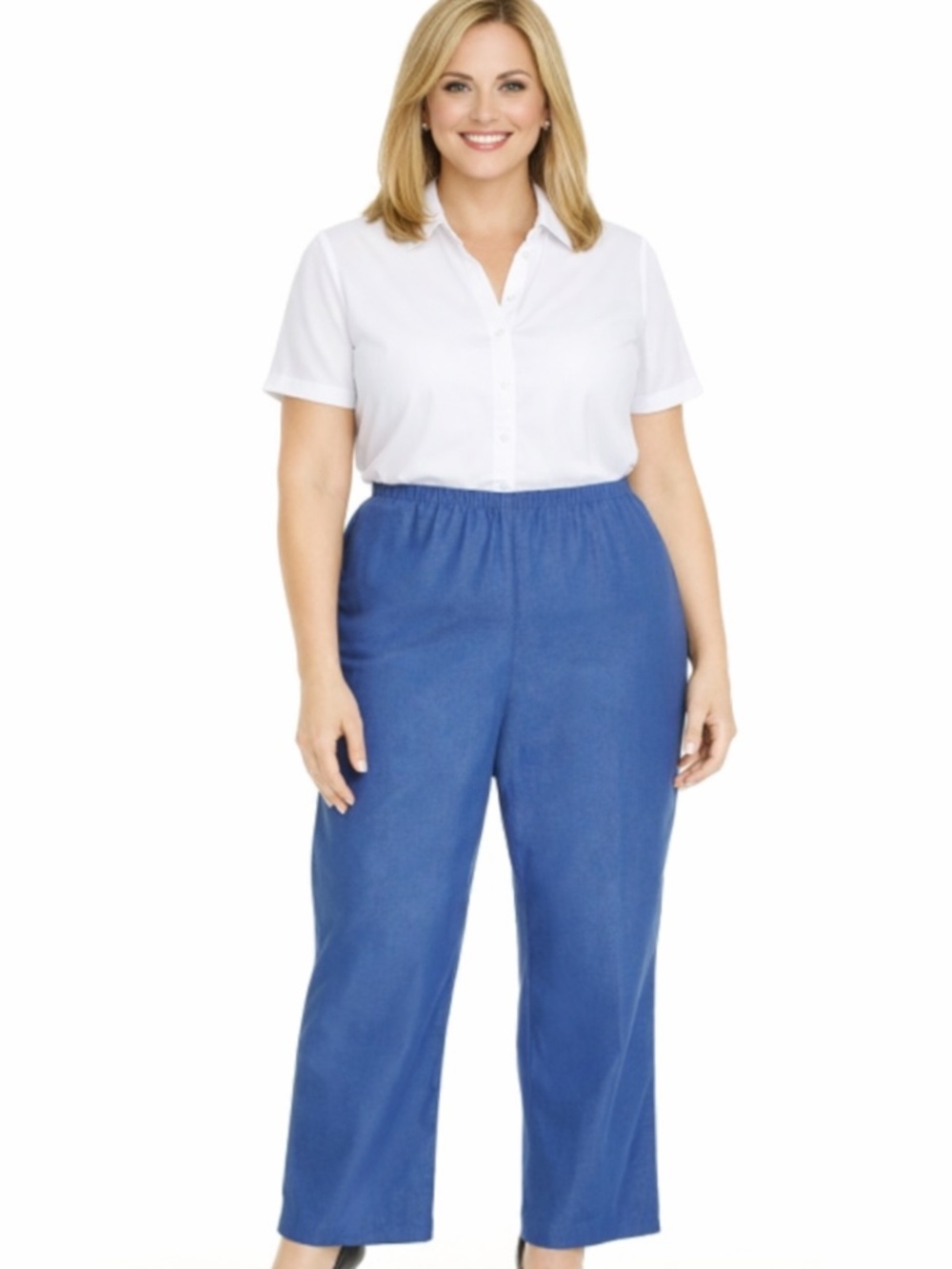 Alfred Dunner Plus Size 20W Casual Elastic Waist Denim Short Length Jeans NWT